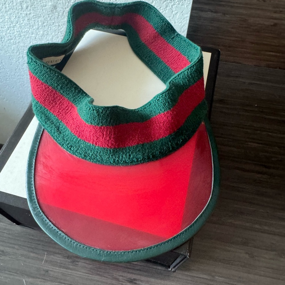 Gucci Green and Red Knit Visor